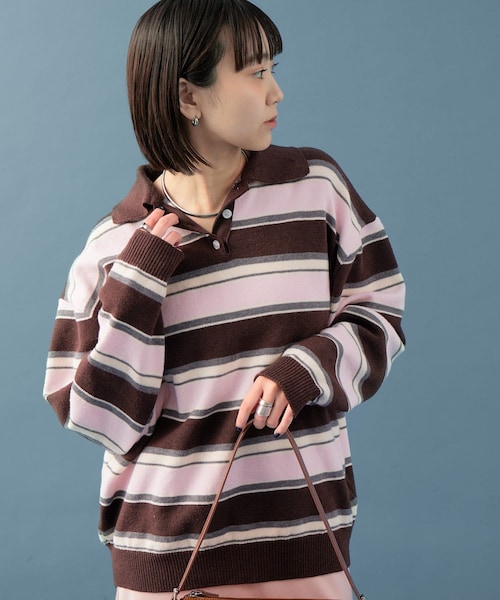 マルチボーダーラガーニット マルチボーダーラガーニット