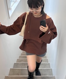 CIAOPANIC TYPY（チャオパニックティピー）の「【soome韓国企画】アシメレイヤードライクオーバースウェット（Tシャツ/カットソー）」