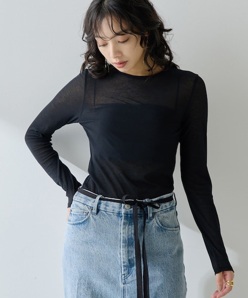 Whim Gazette シアーストレッチプルオーバー　グレージュ ウィムガゼット Whim Gazette シアーストレッチプルオーバー