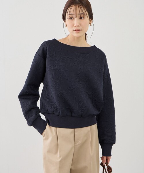 ROPE' PICNIC（ロペピクニック）の「2WAYボートネック花柄ふくれジャガードプルオーバー（スウェット・レディース・ホワイト/ネイビー/サックス・F）」の16枚目の写真