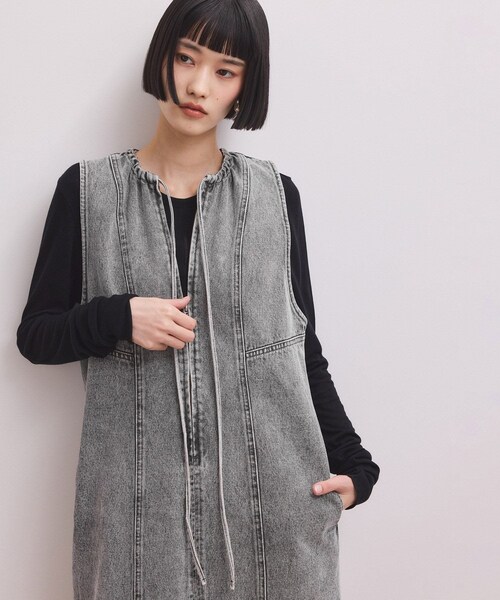 ADAM ET ROPE'（アダムエロペ）の「【WEB限定】ドロストネックデニムワンピース（ワンピース・レディース・ブラック系/ブルー系・36/38）」の9枚目の写真
