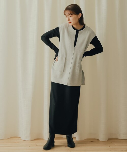 SENSE OF PLACE by URBAN RESEARCH（センスオブプレイスバイアーバンリサーチ）の「ボリュームスリーブアイラインカットワンピース（ワンピース・レディース・GREIGE/LILAC/BLACK・one/COMPACT）」の14枚目の写真