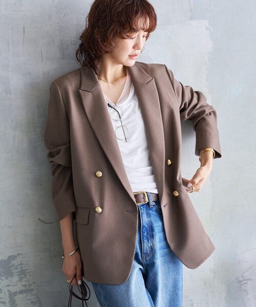 まりすけさま専用　リヴドロワ　ピーチツイルピークドラペルジャケット レディース RIVE DROITE（リヴドロワ） ジャケット テーラードジャケット 「軽い着