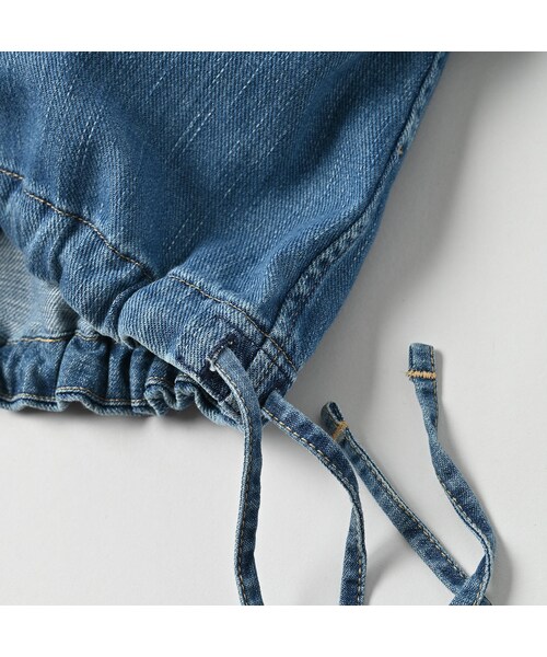 今季45Ｒ　プチデニムのパフブリッジブラウス(インディゴ 加工) 45R45プチデニムのパフブリッジブラウス（インディゴ 加工