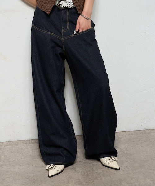 WHO'S WHO gallery（フーズフーギャラリー）の「【予約】スラッシュポケットリジットデニム（デニムパンツ・レディース・ミッドナイトブルー/ネイビー・L/M/S）」の2枚目の写真