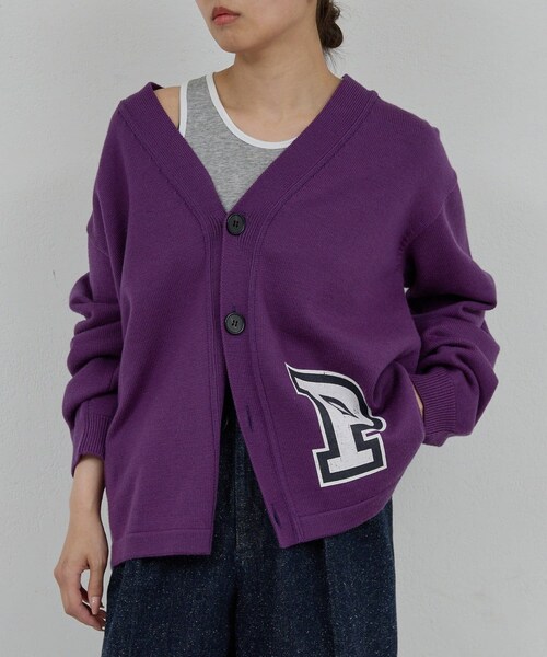 【PEAS】レタードニットカーディガン