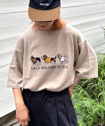 CIAOPANIC TYPY（チャオパニックティピー）の「【ユニセックス】アニマル柄犬サマーニット半袖Tシャツ（トップス）」