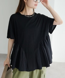 PUAL CE CIN（ピュアルセシン）の「異素材切り替えTシャツ（Tシャツ/カットソー）」