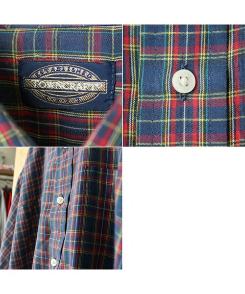J.C.PENNEY（ジェーシーペニー）の「80s 90s USA TOWNCRAFT JCPenney 半袖 チェックボックスシャツ ネイビー レッド メンズXL アメリカ古着（シャツ/ブラウス・レディース・ブルー・XL）」の2枚目の写真
