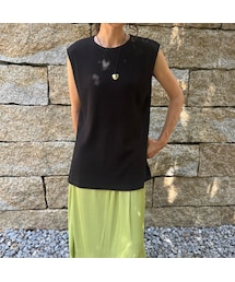 copine | サイドスリットリブノースリーブ(ブラック)(タンクトップ)