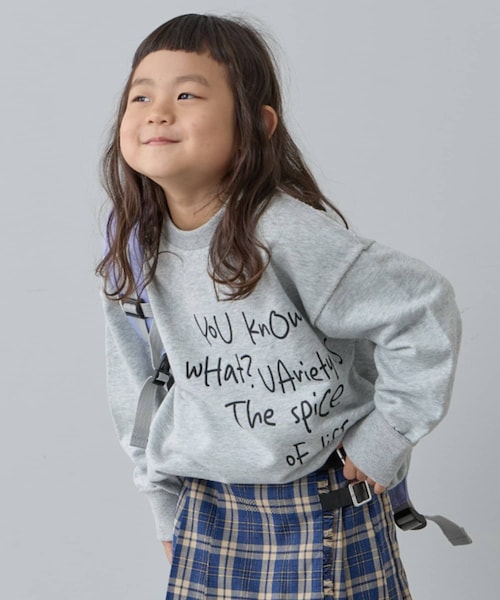 CIAOPANIC TYPY（チャオパニックティピー）の「【KIDS】【男女兼用】ポイントロゴ刺繍オーバースウェット（Tシャツ/カットソー・キッズ・サックスブルー/アイボリー/グレー・S/L/M/XL/XXL）」の3枚目の写真
