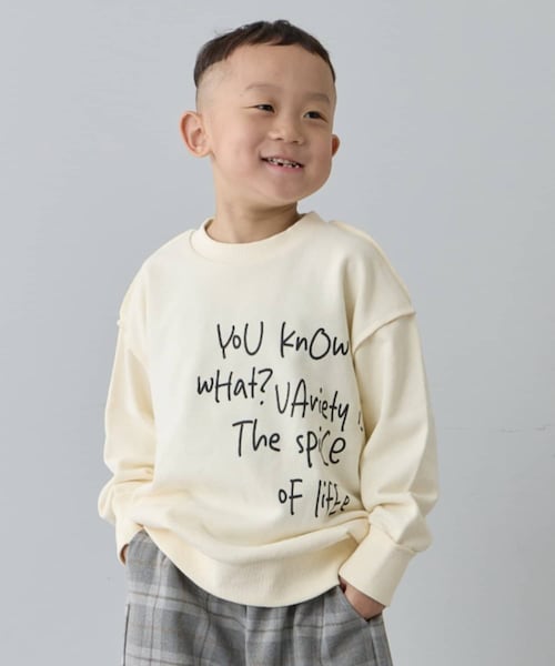 CIAOPANIC TYPY（チャオパニックティピー）の「【KIDS】【男女兼用】ポイントロゴ刺繍オーバースウェット（Tシャツ/カットソー・キッズ・サックスブルー/アイボリー/グレー・S/L/M/XL/XXL）」の2枚目の写真