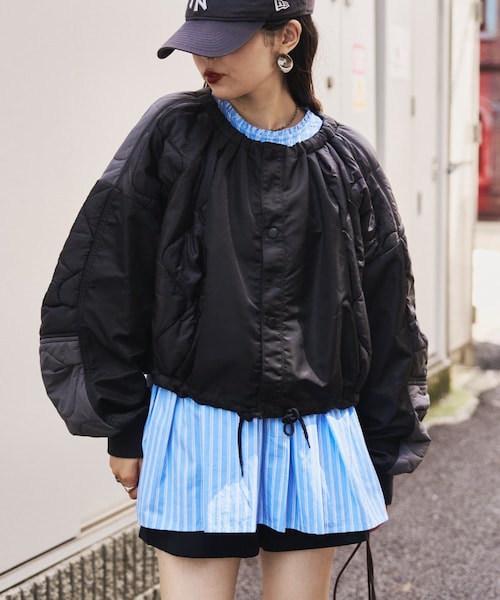 CIAOPANIC TYPY(チャオパニックティピー)の「etsintaリメイクキルティングコクーンジャケット(ジャケット/アウター・レディース・カーキ/ブラック/キャメル・ONE)」の2枚目の写真