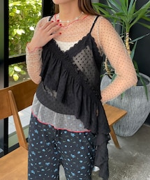 CIAOPANIC | 【HELLO.SANFRANCISCO/ハローサンフランシスコ】アシメフリルドットレースキャミ(タンクトップ)