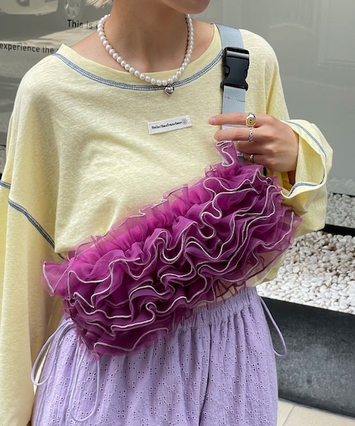 CIAOPANIC（チャオパニック）の「【HELLO.SANFRANCISCO/ハローサンフランシスコ】チュールメローウエストBAG（ボディバッグ/ウエストポーチ・レディース・オレンジ/ブラック/パープル・FREE）」の3枚目の写真