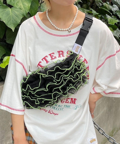 CIAOPANIC（チャオパニック）の「【HELLO.SANFRANCISCO/ハローサンフランシスコ】チュールメローウエストBAG（ボディバッグ/ウエストポーチ・レディース・オレンジ/ブラック/パープル・FREE）」の2枚目の写真