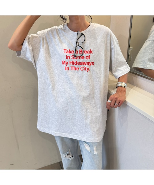 copine(コピン)の「発泡ロゴプリントビッグtシャツ (オートミール杢)(Tシャツ/カットソー・レディース・グレー・L)」の1枚目の写真