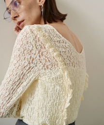 CAPRICIEUX LE'MAGE（カプリシューレマージュ）の「【前後2WAY】レースUネックトップス（Tシャツ/カットソー）」
