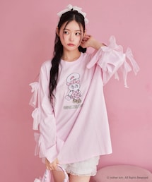 one after another NICE CLAUP（ワンアフターアナザーナイスクラップ）の「【Esther Bunny コラボ】袖リボンプリントビッグTee（Tシャツ/カットソー）」