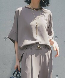 un dix cors（アンディコール）の「《接触冷感・速乾・セットアップ可》ハイストレッチカルゼワッシャーコクーンブラウス（トップス）」