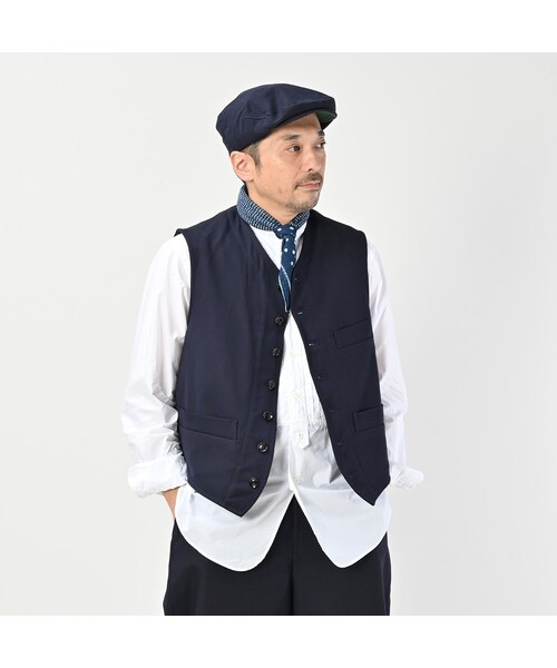 45R（フォーティファイブアール）の「ウールコットンベネシャンの908みゆきベスト（ジャケット/アウター・レディース・74-ネイビー・02-S/04-L）」の8枚目の写真