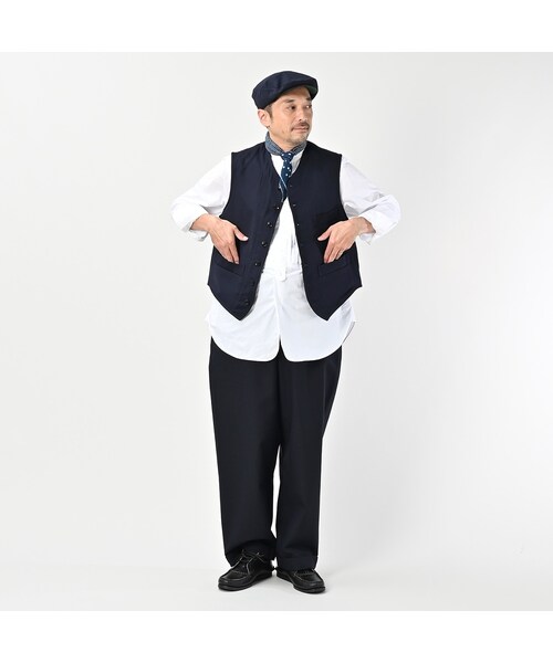 45R（フォーティファイブアール）の「ウールコットンベネシャンの908みゆきベスト（ジャケット/アウター・レディース・74-ネイビー・02-S/04-L）」の4枚目の写真