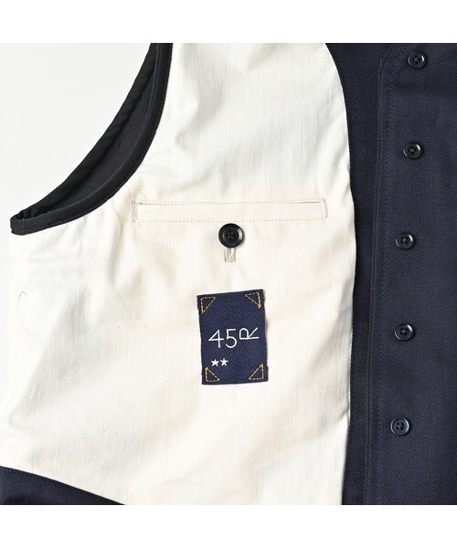45R（フォーティファイブアール）の「ウールコットンベネシャンの908みゆきベスト（ジャケット/アウター・レディース・74-ネイビー・02-S/04-L）」の17枚目の写真
