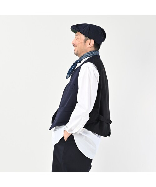 45R（フォーティファイブアール）の「ウールコットンベネシャンの908みゆきベスト（ジャケット/アウター・レディース・74-ネイビー・02-S/04-L）」の9枚目の写真