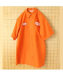 RED KAP（レッドキャップ）の「70s 80s USA製 RED KAP レッドキャップ ワッペン ワークシャツ オレンジ メンズL 半袖 アメリカ古着（シャツ/ブラウス）」