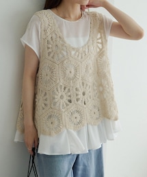 PUAL CE CIN | 【25AW】カギ針編み風ビスチェ(ニット/セーター)