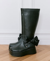 OLIVE des OLIVE | 【Belle Charme】リボン付きスクエアロングブーツ(ブーツ)