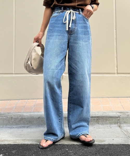 CIAOPANIC TYPY(チャオパニックティピー)の「【HENRY】vintagedenim/ウエスト紐ベルト付きワイドデニム(デニムパンツ・レディース・ブルー/ネイビー・M/S/XS/L)」の1枚目の写真