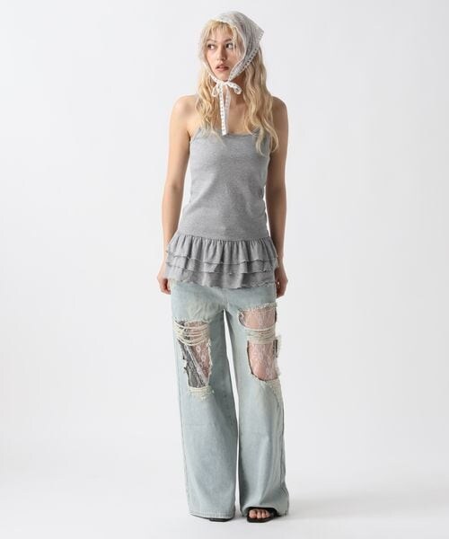 FOREVER 21（フォーエバー トゥエンティーワン）の「フリルヘムキャミソール（その他・オフホワイト05/ブラック09/グレー10・FREE）」の9枚目の写真