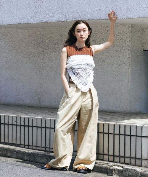 JEANASIS（ジーナシス）の「フリンジレーススカーフ（その他・レディース・ホワイト(08)/ブラック(09)・FREE）」の4枚目の写真