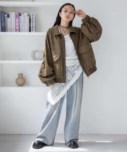 JEANASIS（ジーナシス）の「フリンジレーススカーフ（その他・レディース・ホワイト(08)/ブラック(09)・FREE）」の6枚目の写真