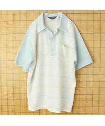 --（--）の「70s 80s USA ROBERT BRUCE ポリニット オープンカラーポロシャツ メンズL ライトブルー 半袖 アメリカ古着（ポロシャツ）」