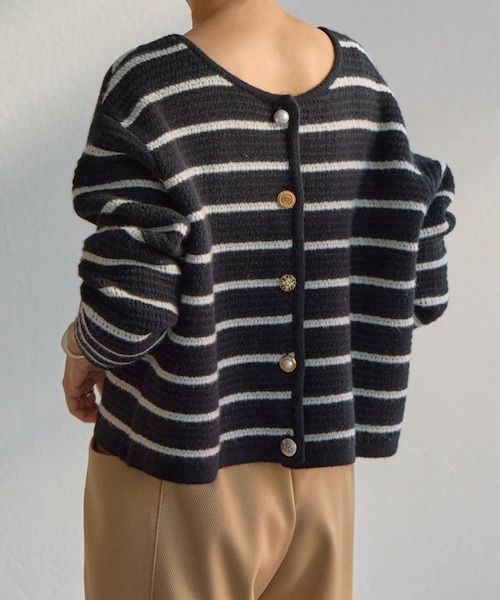 BEARDSLEYボーダーカーディガンニット BEARDSLEY（ビアズリー）の「《15 quinze》ボーダー前後ニット