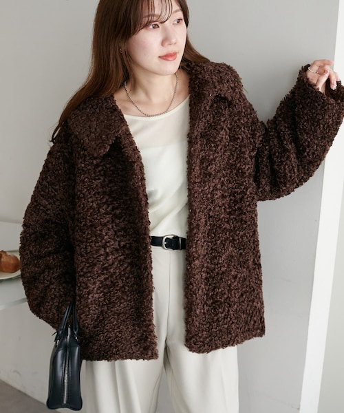 美品 ルネ Rene パールファージップニットカーディガン 34/グレー