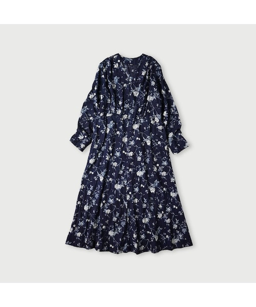 45R ガーゼ小花プリントワンピース PETIT BATEAU｜ダブルガーゼフラワープリントワンピース