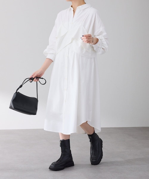 COLLAGE GALLARDAGALANTE（コラージュガリャルダガランテ）の「【ロングシーズン着れる】キャミSETシャツワンピース（シャツワンピース・レディース・ブルー/ホワイト・F）」の2枚目の写真