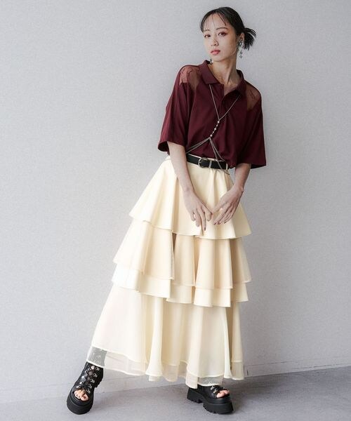 HARE フェイクレザーシアーティアードスカート HARE（ハレ）の「フェイクレザーシアーティアードスカート（）」 - WEAR