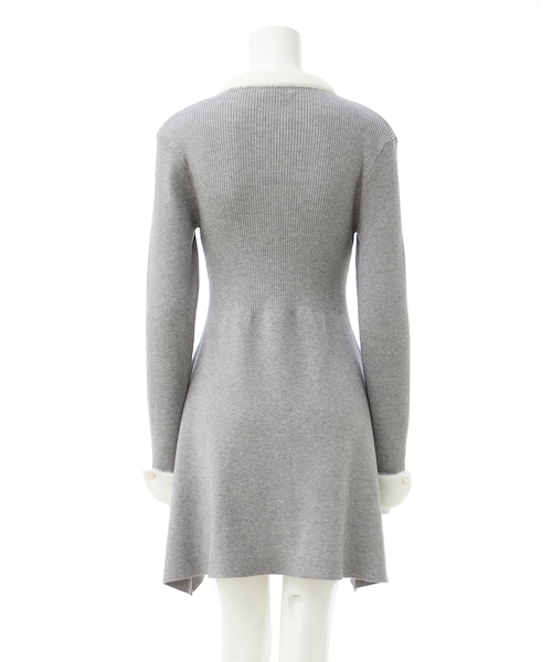 INGNI(イング)の「【新作早割】【WEB限定】襟フェザーリブニットワンピース(ワンピース/ドレス・レディース・グレー/オフホワイト/クロ/オフホワイト/ピンク/オフホワイト・M)」の2枚目の写真