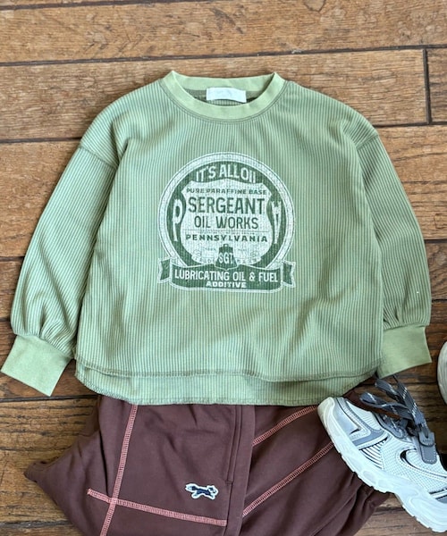 CIAOPANIC TYPY（チャオパニックティピー）の「【WEB限定】【KIDS】【プチプラ】プリントリブ長袖カットソー（Tシャツ/カットソー・キッズ・アイボリー/ブラウン/チャコールグレー/グリーン/グレー/ピンク・130/150/110）」の5枚目の写真