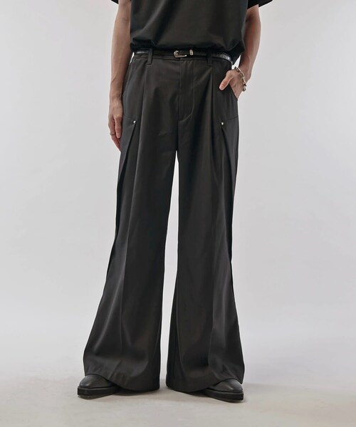 【Neucon/ニューコン】サイドラップワイドフレアTRスラックスパンツ