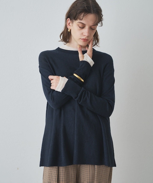 Drawing Numbers クルーネック裾 ラウンドニット 黒 シルク混 Drawing Numbers クルーネック裾 ラウンドニット 黒 シルク混 - メルカリ