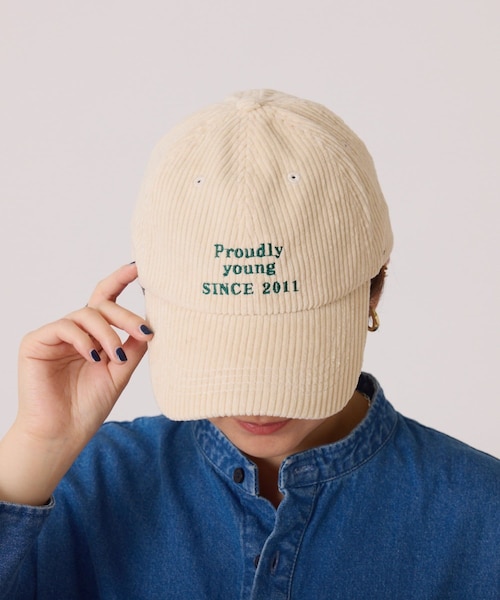 COLLAGE GALLARDAGALANTE（コラージュガリャルダガランテ）の「【PAPILLONNER/パピヨネ】コーデュロイロゴキャップ（キャップ・レディース・ブラウン/アイボリー・FREE）」の2枚目の写真
