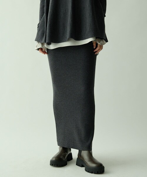 Drawing Numbers ウールリブニットタイトスカート グレー 38 Drawing Numbers（ドローイング ナンバーズ）の「ウール