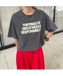 copine | ピグメント加工ロゴプリントtシャツ (チャコールグレー)(Tシャツ/カットソー)