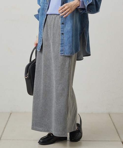 PUAL CE CIN（ピュアルセシン）の「【サイズ展開/＠yns628＆＠e_r_i_125企画】ストレッチコールスカート（スカート・レディース・ブラック/グレー/アイボリー/ブラウン/カーキ・1/2）」の3枚目の写真