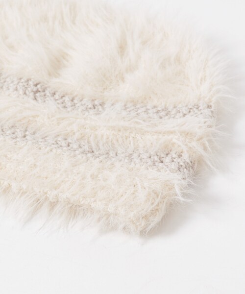 KBF（ケイビーエフ）の「ラインデザインシャギーニットビーニー（ニットキャップ/ビーニー・レディース・IVORY/BROWN/CHARCOAL・One）」の10枚目の写真